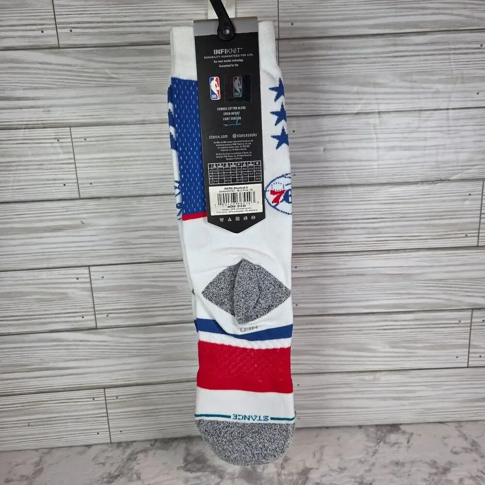 Stance Philadelphia 76ers Shortcut 2 Crew Socks Large Men's (6-8.5) Lebron NWT